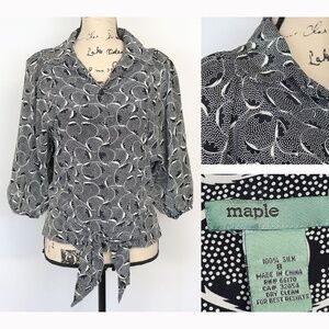 Maple Anthropologie Women Size 8 Aurinia 100% Silk Vintage Inspired Blouse